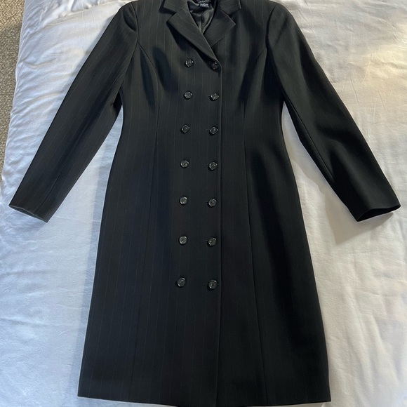 VTG Ann Taylor Elegant Black Double-Breasted Executive Boss Coat Dress Sz 2 EUC - Picture 8 of 16